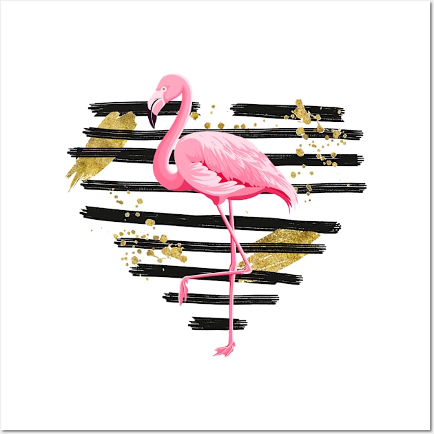 Flamingo with distressed heart Wall Art by Satic